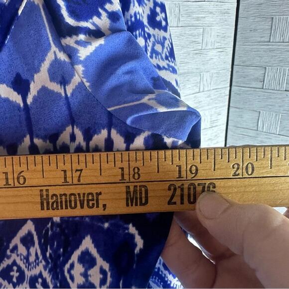 CHICO’s Zynergy lightweight zip up jacket, blue, & white coastal granny, blazer - Picture 7 of 9